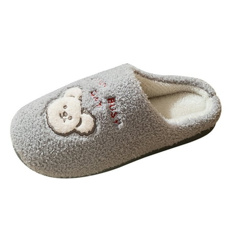 

WANYNG Couples Men Slip On Furry Plush Flat Home Winter Round Toe Keep Warm Cartoon Slippers Shoes Mens Slippers 12 Leather Size 14 Mens Slippers Extra Wide