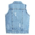 thumbnail image 2 of KIDSCOOL SPACE Kid Jean Vest,Junior Ripped Raw Edge Denim Vest Tops,Light Blue,10-11 Years, 2 of 5