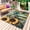 Yellow Teal, variant on Butterfly Flower Outdoor Rug 5x7 Ft - Reversible Patio Rug Outdoor Camping Rugs, Yellow Teal Vertical Striped Vintage Washable Indoor Outdoor Area Rugs, Non-Slip Outdoor Carpet Runner for Deck/Porch