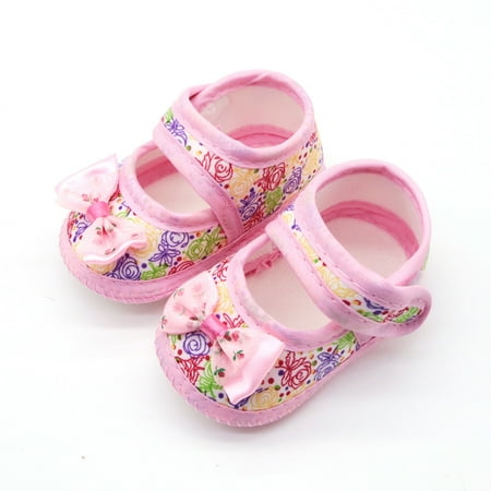 

YOHOME Newborn Baby Girls Printing Bow Butterfly Prewalker Soft Sole Single