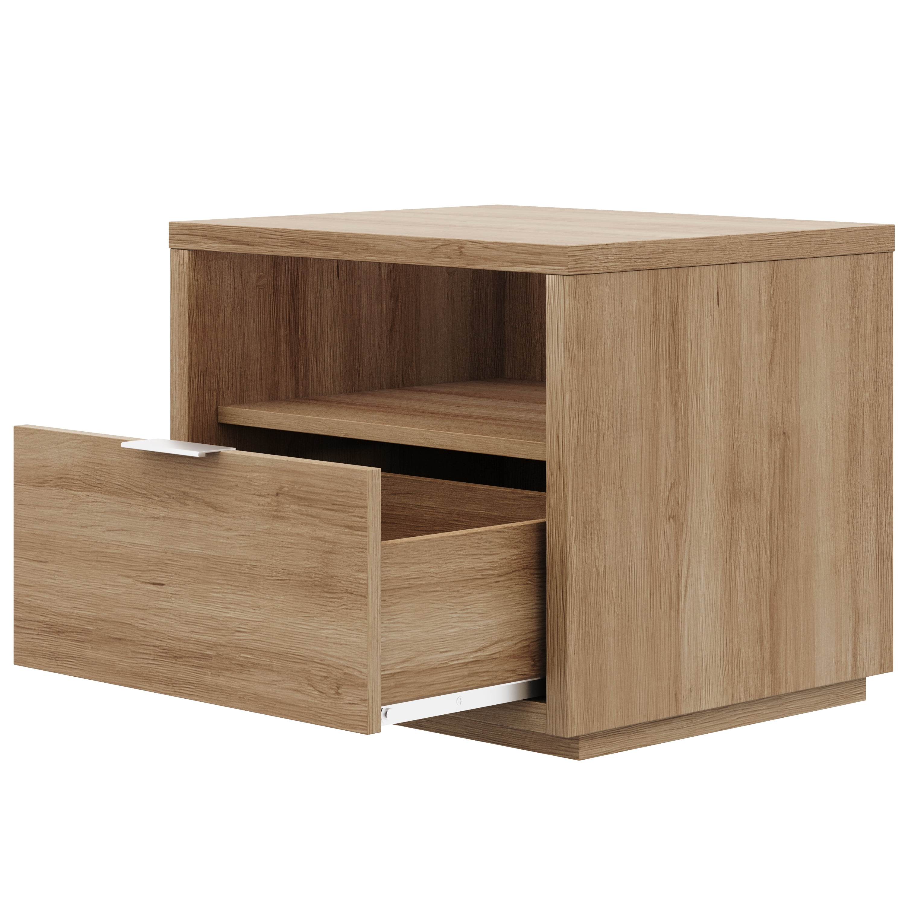 Nexera Modern 1 Drawer Nightstand, Brown Oak