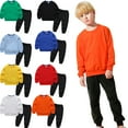 thumbnail image 5 of LYMAYTER Toddler Unisex Sweatshirt Outfit Teen Solid Color Sweatsuit Tops + Sweat Pants 1 Set for 2-14 Years, 5 of 6