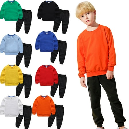 

Esaierr Boys Girls Sweatsuit Pants Set Long Sleeve Cotton Sweatshirt Pants Two Piece Outfit for Toddler Kids Baby 2-14 Years Old