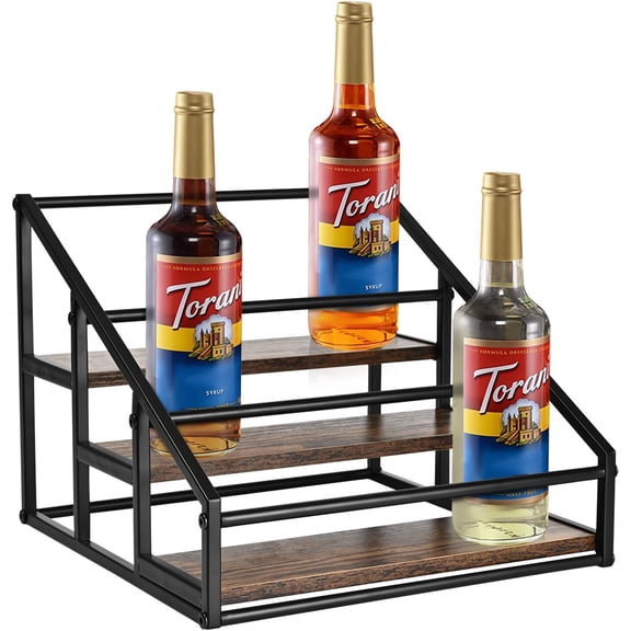 Coffee Syrup Rack Organizer, 3-Tier 12 Bottles Syrup Rack for Coffee Bar,Syrup Stand for Kitchen Coffee Station,Syrup Holder,Liquor Bottle Display Shelf