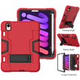 thumbnail image 2 of Dteck Case for Apple iPad mini 6th Generation 2021 8.3-inch,Shockproof Rubber 3-layer Protection Heavy Duty Armor Hybrid Drop-Proof Kickstand Protector Cover for iPad mini 6,Red+Black, 2 of 7