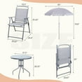 thumbnail image 5 of Wubio 6 Pieces Folding Patio Dining Set, All Weather Small Metal Outdoor Table and Chair Set, Garden Patio Furniture Set w/Umbrella, Glass Table & 4 Folding Chairs for Lawn, Backyard, Silver, 5 of 11
