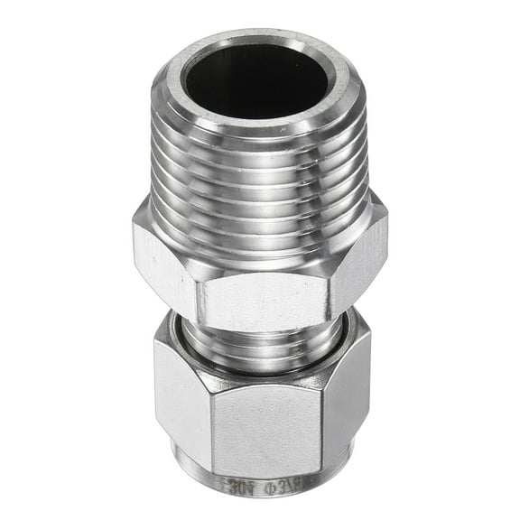 Uxcell Compression Fitting 3/8" x 1/2" PT Male Stainless Steel Coupler Adapter