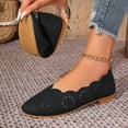 thumbnail image 4 of RUIYANQI Women's Perforated Ballet Flats Scalloped Edge Round Toe Slip On Casual Shoes Multi Color Comfortable Dressy Flats For Daily Wear Black Women Sandal, 4 of 9