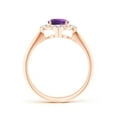 thumbnail image 2 of ANGARA Natural Oval 1.15 ct Amethyst Compass Ring with Diamond Halo in 14K Rose Gold for Women (Size-8x6mm) | February Birthstone, Anniversary, Jewelry Gift for Women | Natural Amethyst Ring, 2 of 7