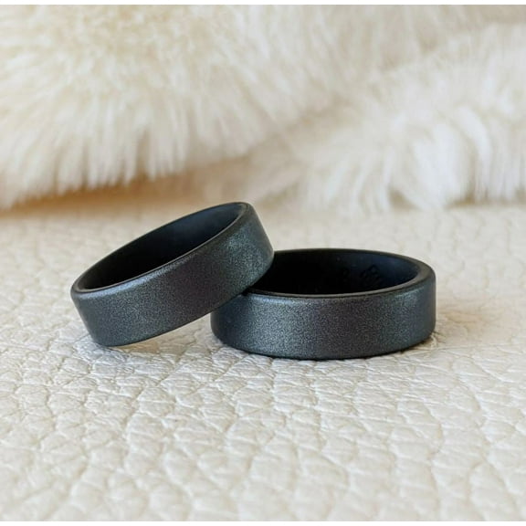Dark Silver Dual Layer Breathable Silicone Ring 6mm Bandwidth