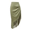 thumbnail image 5 of Unir Women Western Long Fringe Wrap Midi Skirt High Waist Soft Suede Irregular Asymmetrical Country Casual Bottom 1PC S-M-L-XL-XXL Plus Size Friendly, 5 of 6