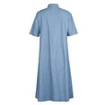 thumbnail image 4 of Sexy Dance Plus Size Women Kaftan Tunic Long Dress Button Down Long Shirt Dress V Neck Short Sleeve Casual Swing Ruffle Dress, 4 of 4