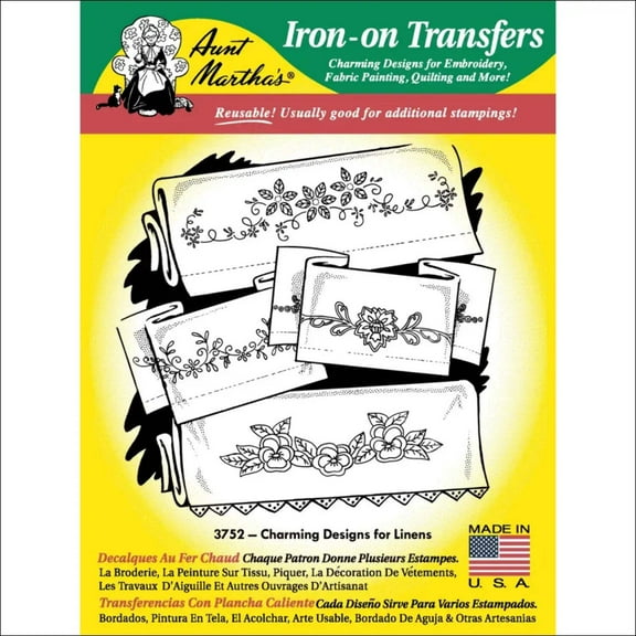 Aunt Martha's 18" x 24" Pattern for Linens Hot Iron Transfer, 1 Each