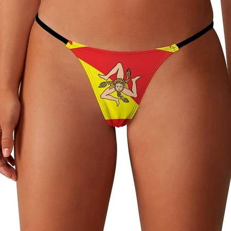

Sicily Flag Women s G-String Thongs Low Rise Hipster Underwear Stretch T-Back Panties