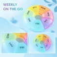 thumbnail image 2 of Pill Organizer, 7 Compartment Round Rainbow Colored Weekly Medicine Case, 1 Pack Portable Daily Medication Dispenser with 3.5 Inch Diameter, for Travel Pocket Purse Vitamin Supplement Medication Stor, 2 of 5