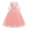 thumbnail image 3 of OBEEII Kids Girls Formal Party Dress 3/4 Sleeve Full Length Princess Dresses Girls Birthday Party Dress 120 Pink, 3 of 5