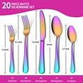 thumbnail image 6 of ENLOY 20 Piece Silverware Set Stainless Steel Flatware Cutlery Set Knife Fork Spoon Service for 4, Rainbow, 6 of 7
