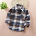 thumbnail image 5 of Kid Girl Boy Long Sleeve Button Down Plaid Flannel Shirt Coffee 100cm, 5 of 5
