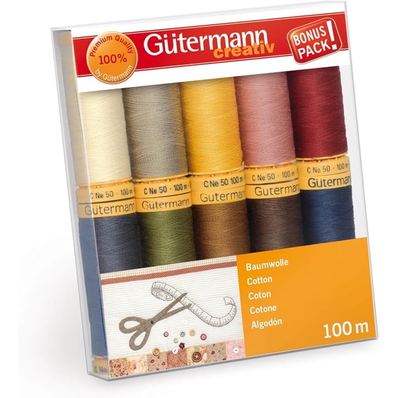 Gutermann Thread Set Natural Cotton 50 100m/10 reels, 734521-3
