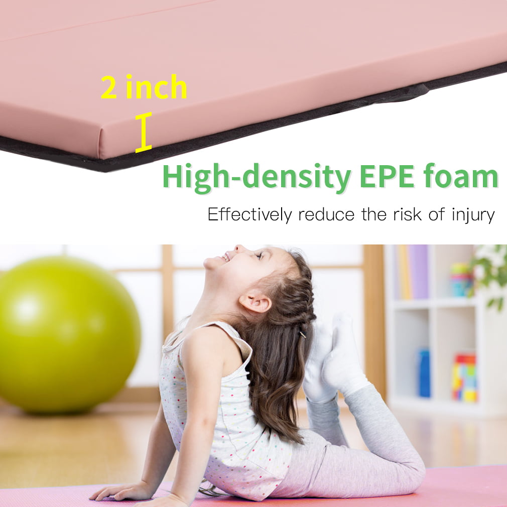 Exercise Floor Mat for Home Folding Exercise Mat with Carrying Handles Gym Stretching GLACER 6' x 2' Gymnastic Mat Cheerleading Anti-Tear Tumbling Exercise Mat for Yoga 