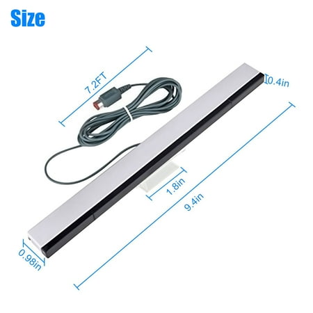 TSV Wired Infrared Sensor Bar Fit for Nintendo Wii, Wii U, Replacement Wired IR Ray Motion Receiver Sensor Bar with Stand