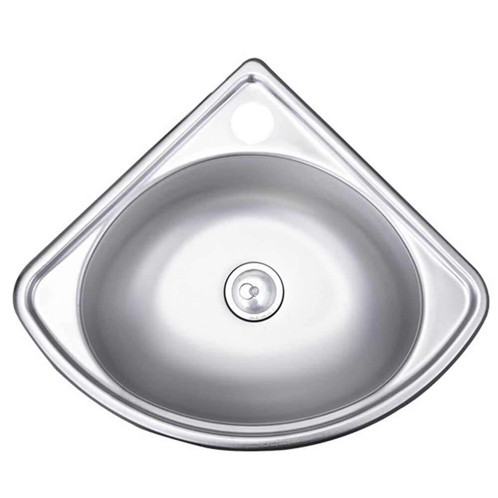 Corner Narrow Single Bowl Stainless Steel Sink - Triangular Hand Basin for RV, Kitchen & Bathroom