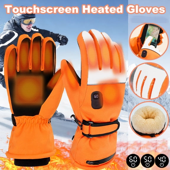 Xdegoge Heated Gloves for Men Women Fleece Lined Warm Rechargeable Temperature Control Touchscreen Glove for Winter Work Sports Snow Biking Riding Skiing Cycling Hunting Snowboarding