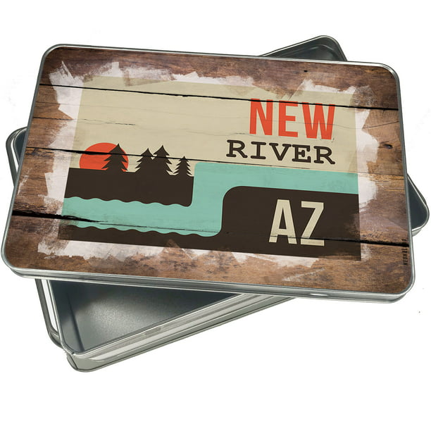 Christmas Cookie Tin USA Rivers New River - Arizona for Gift Giving Empty  Candy Snack Pastry Treat Swap Box Cerebrate a Holiday