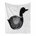thumbnail image 1 of Loon Soft Flannel Fleece Throw Blanket, Side Portrait of a Doodle Drawn Bird with Dots Stripes and Squares, Cozy Plush for Indoor and Outdoor Use, 50" x 70", Night Blue Grey, by Ambesonne, 1 of 6