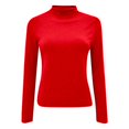 thumbnail image 4 of Kcodviy Women Casual Solid Color Bottoming Shirt Slim High Collar Knitted Long Sleeved Top Womens Plus Thermal Top Mens Thermal Underwear Tops Women Thermal Underwear Tops Mens Thermal Top Women, 4 of 5