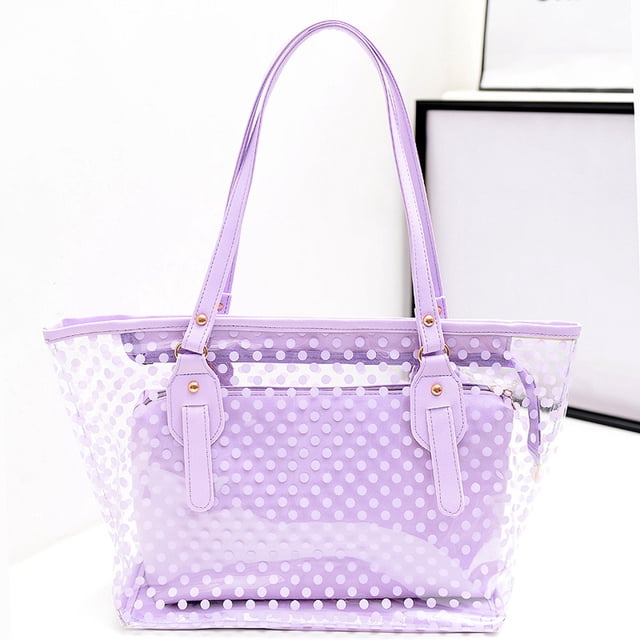 Up to 65% off Fashion Lady Plastic Wave Point Transparent Beach Shoulder Bag Handbag + Clutch