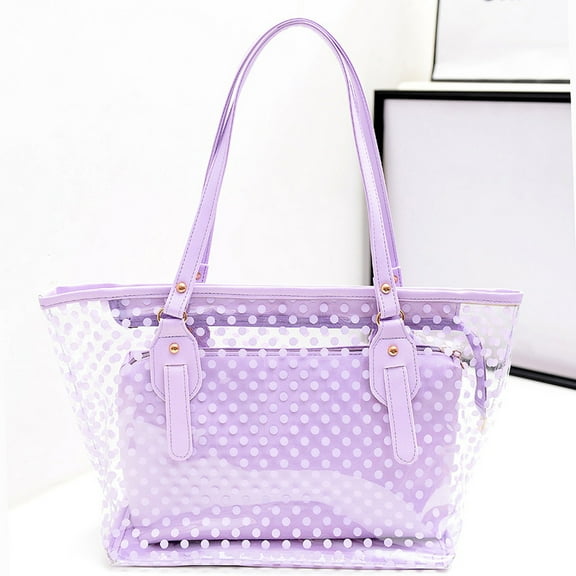 WIZUTIZ Crossbody Bags for Women Small Size Clear Bag for Women Womens Handbags with Adjustable Strap Zipper Pockets Shoulder Bags Medium Polka Dots Bags Waterproof Casual Bag 2 PC Purple