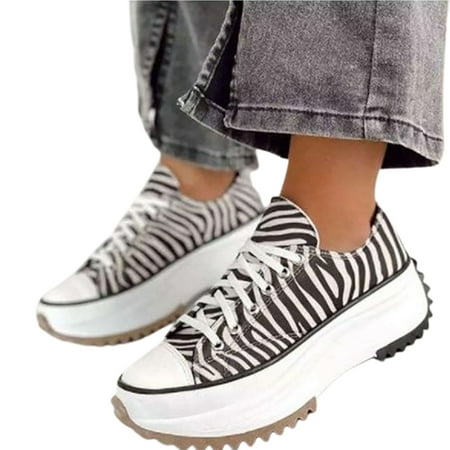 

huanledash 1 Pair Non-slip Rubber Outsole Canvas Shoes Women Low-top Thick-soled Casual Shoes Footwear