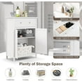 thumbnail image 3 of XPOPR Bathroom Floor Cabinet, Free Standing Wooden Storage Cabinet with Large Drawer and 2 Doors, 3 Heights Adjustable Shelf, Organizer for Living Room. White, 3 of 10