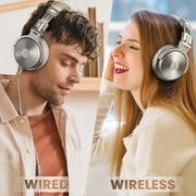 OneOdio Wireless & Wired Bluetooth Headphones with 50mm Neodymium Driver & Deep Bass for PC/Phone 110 Hrs. Playtime Sliver Pro-C
