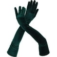 thumbnail image 3 of YooGuoGuo Opera Gloves for Women, Velvet Stretchy Elbow Length Gloves Evening Party Dance Gloves Long Opera for Women (Black green), 3 of 6