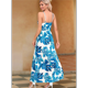 thumbnail image 4 of Vestido de Verano 2025 para Mujer, con Estampado Floral, Lazo Frontal, Tirantes Finos, Informal, Bohemio, , Fluido, Azul , L, 4 of 6