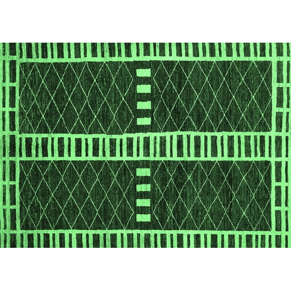 Ahgly Company Indoor Rectangle Abstract Emerald Green Modern Area Rugs, 5' x 7'