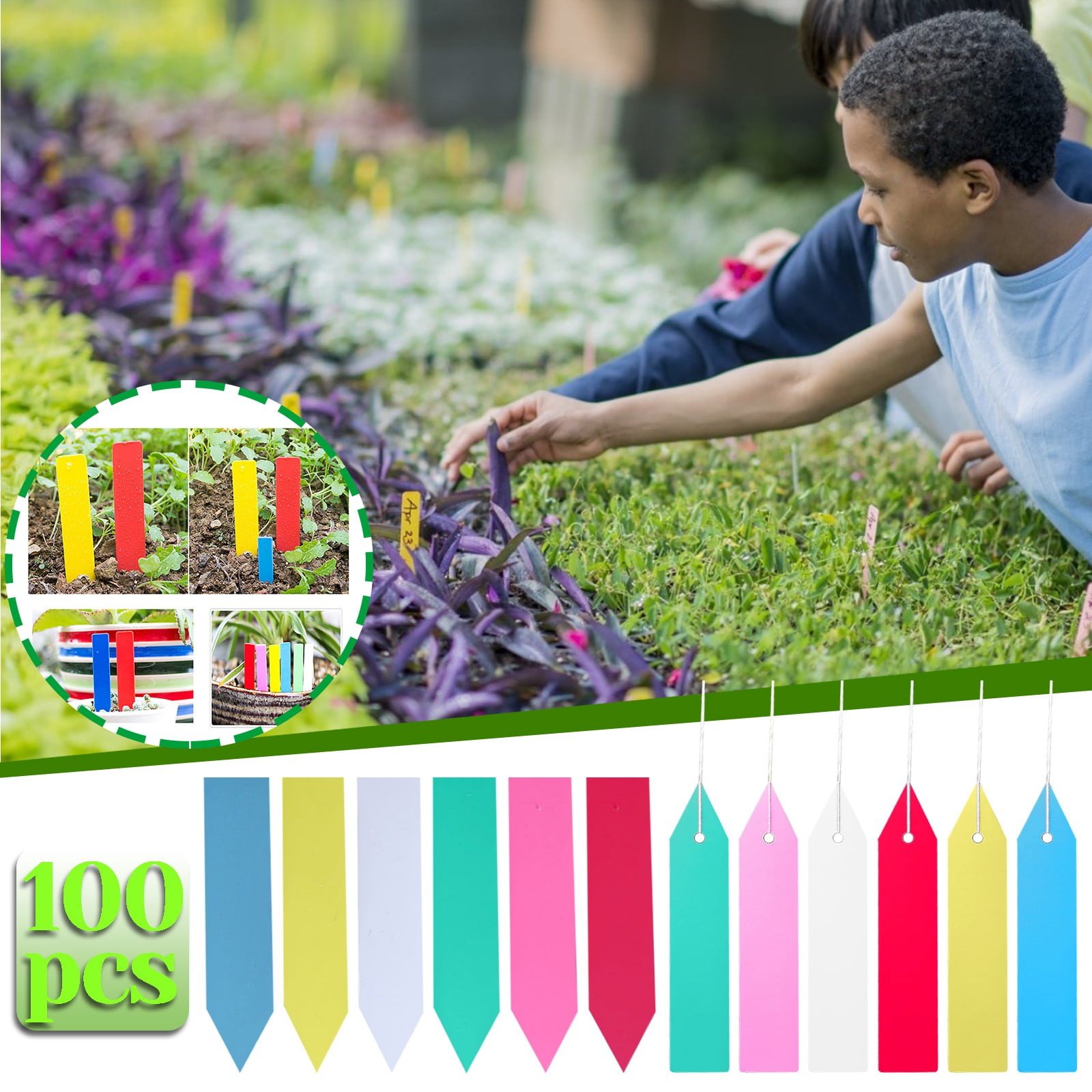 100Pcs Reusable Plants Labels Waterproof Nursery Garden Plant Plastic Tags 