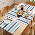thumbnail image 5 of Blue Aqua Striped Placemats Set of 12 Farmhouse Stripe Art Place Mats Indoor Wipeable Table Mats Washable Cloth Dining Table Placemats for Kitchen Holiday Party Home Decor 13x19 Inch, 5 of 9