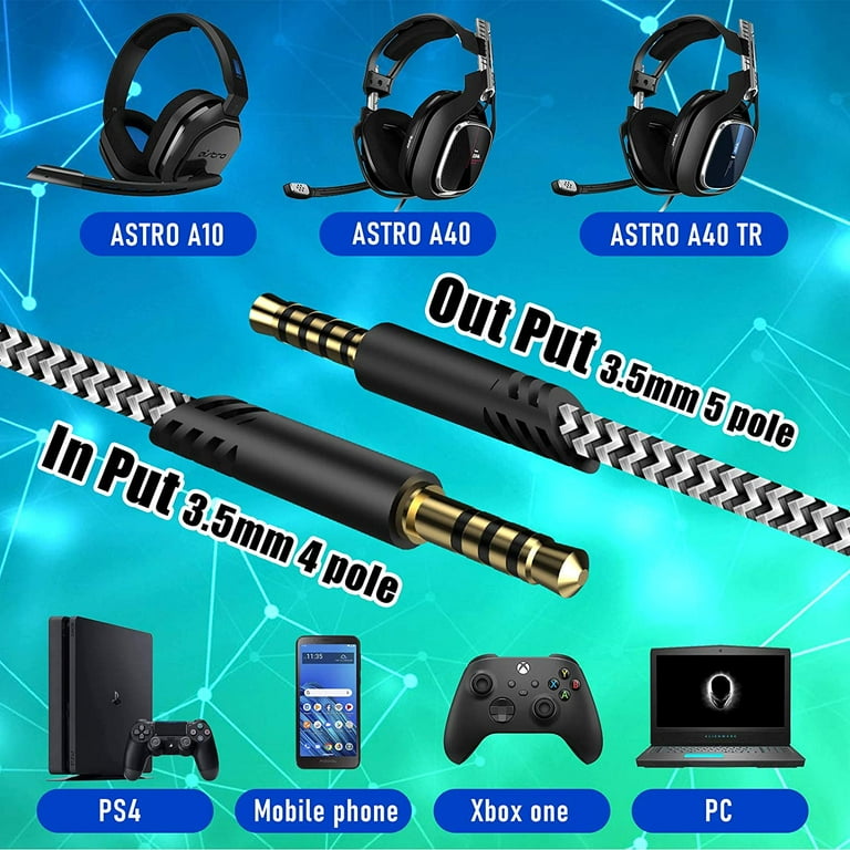 Replacement for Astro A40 Cord, A10 Headset Cable Braided Wire