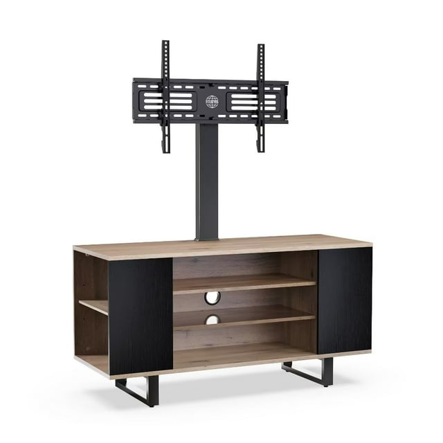 FITUEYES Support TV Pivotant pour Écrans Plats LED LCD de 32 à 70 Pouces, Console Multimédia à Hauteur Réglable, Meuble TV Moderne et Centre de Divertissement pour Médias (Gris)