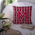 thumbnail image 3 of Letter M Football Crimson and White Fabric Decorative Pillow, 3 of 4