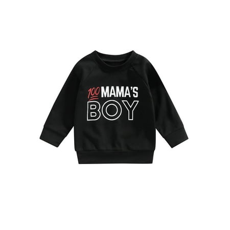 

Xingqing Baby Boys Pullover Sweatshirt MAMA S BOY Letter Tops Shirt Toddler Boy Fall Cotton Blouse Clothes Black 6-12 Months