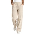 thumbnail image 2 of BUIGTTKLOP Corduroy Pants for Women High Waisted Lounge Pants Wide Leg Loose Fit Trousers with Pockets, 2 of 5