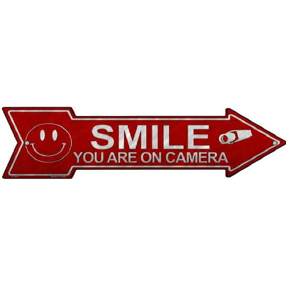 Smile You're On Camera Metal Arrow Sign  A-365