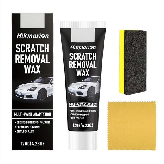 Car Scratch Remover for Deep Scratches, Paint Restorer Wax with Sponge & Towel, Auto Repair Kit for Vehicles, Restores Shine & Protects Paint Complete Car Care