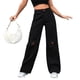 thumbnail image 2 of Gibobby Jeans mujer cintura alta Mujer Casual Suelto Rasgado Botón Cremallera Bolsillo Pierna recta Pantalones de pierna ancha Jeans(Negro,G), 2 of 5