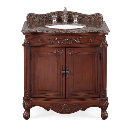 32" Benton Collection Fiesta Antique Victorian Style Brown Bathroom Vanity CF-2873SB-TK