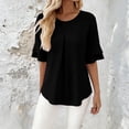 thumbnail image 2 of CAIVO Women Blouses Dressy Casual Summer Loose Fit Ruffle Cap Sleeve Tunic Shirts Short Sleeve O-Neck Solid Color Trendy Tops, 2 of 4